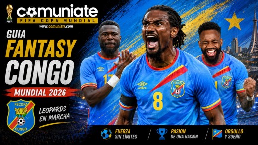 Guía Fantasy de la plantilla, alineación tipo y recomendables de RD Congo para el Mundial 2026.